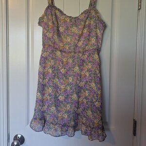 Dry Goods Von Maur Lush Purple and Yellow Floral Mini Sundress